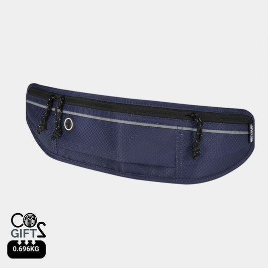 Riñonera deportiva con tres bolsillos, ajuste elástico y detalles reflectantes