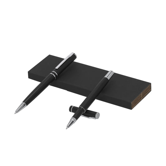 Regalo promocional sostenible con set de escritura en acabado negro mate