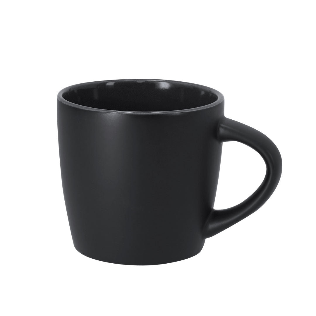 Taza Bibarsi negra de cerámica con acabado mate para regalo promocional