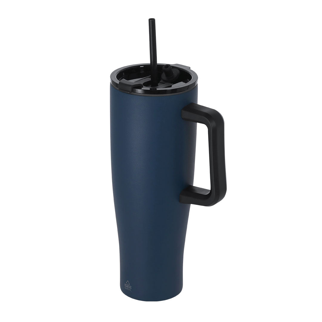 Regalo promocional sostenible con taza térmica de gran capacidad y pajita