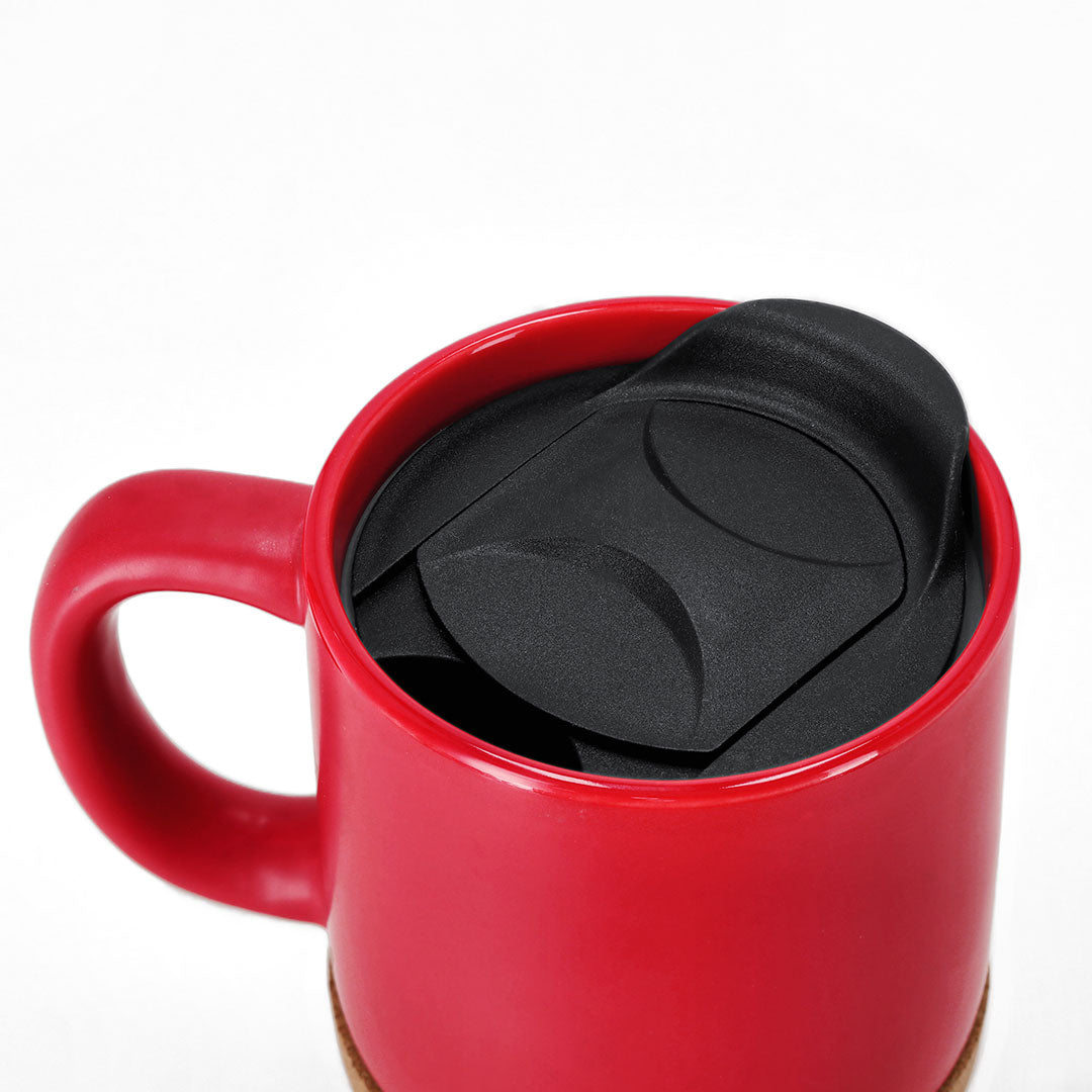 Taza corporativa con tapa antideslizante y asa de agarre