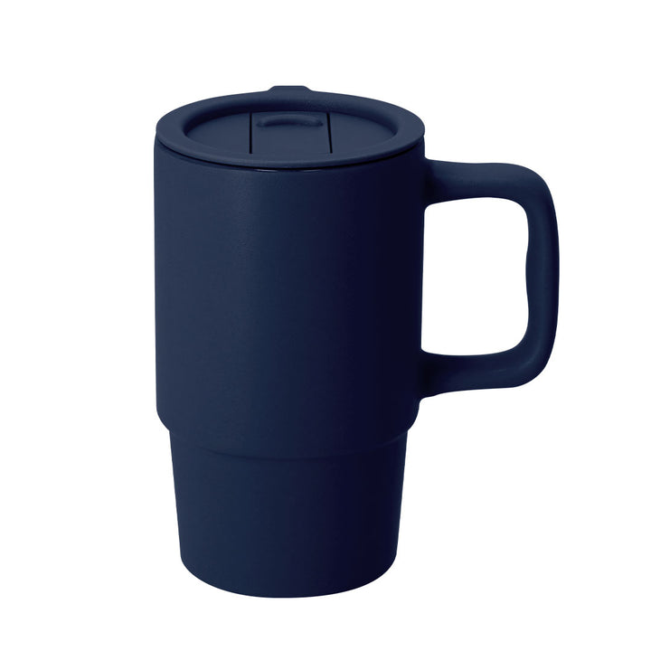 Taza Ronsyn marino personalizada con logo para merchandising ecológico de oficina, formación y campañas corporativas
