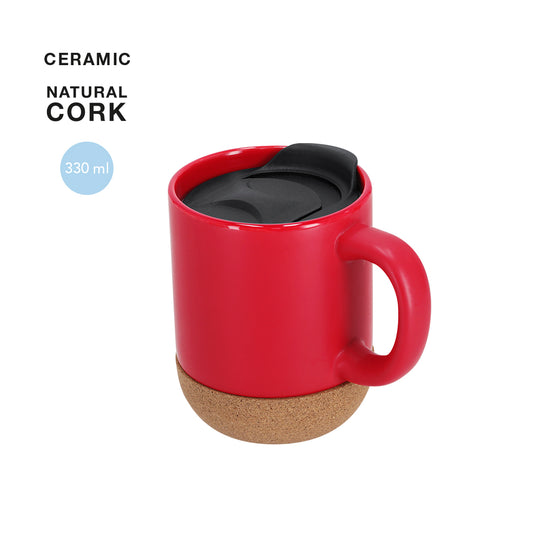 Taza térmica Shivak de cerámica y corcho personalizada para empresas