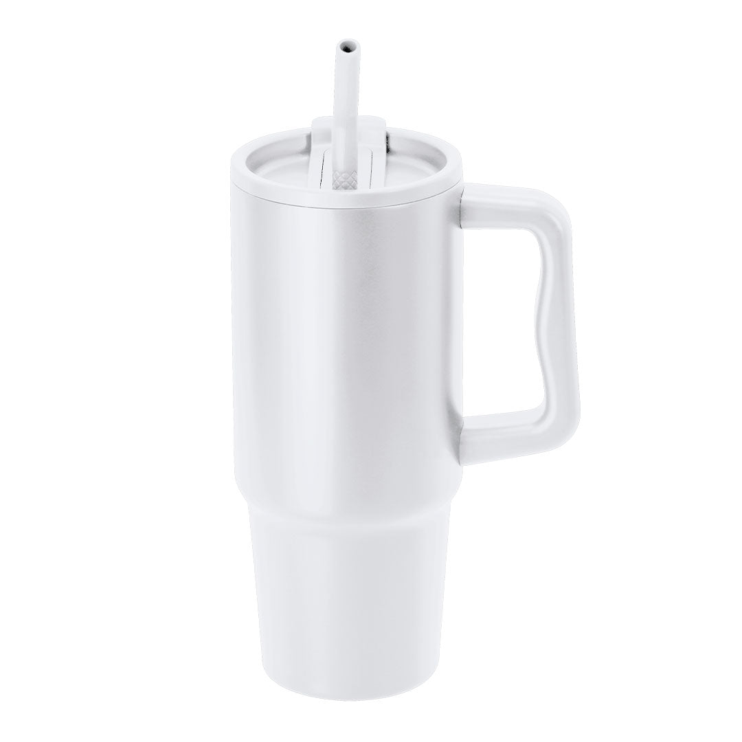 Taza Yukon blanca de acero reciclado para regalos corporativos