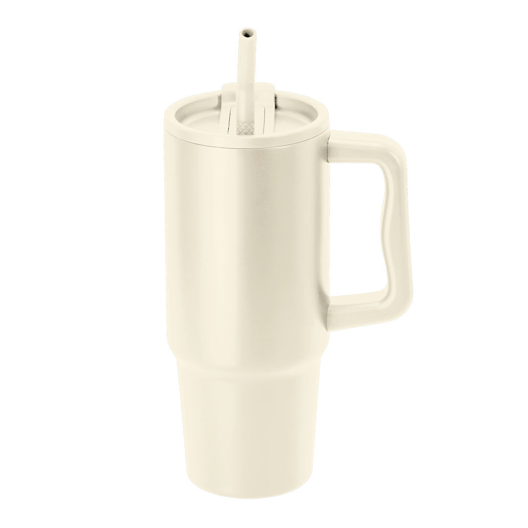 Taza Yukon natural de acero inoxidable reciclado para productos promocionales personalizados