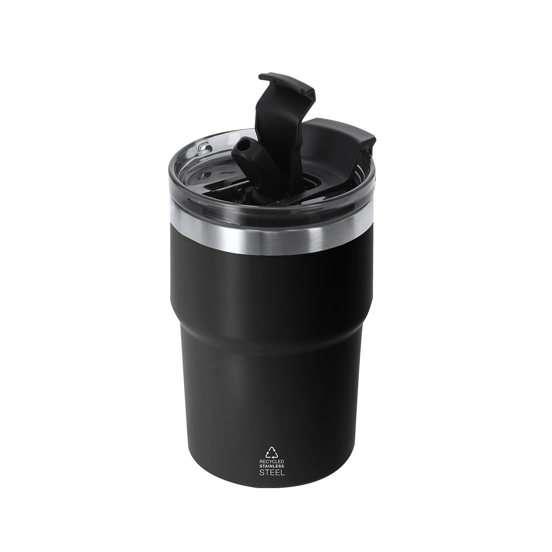 Vaso corporativo con cierre hermético y doble sistema de bebida