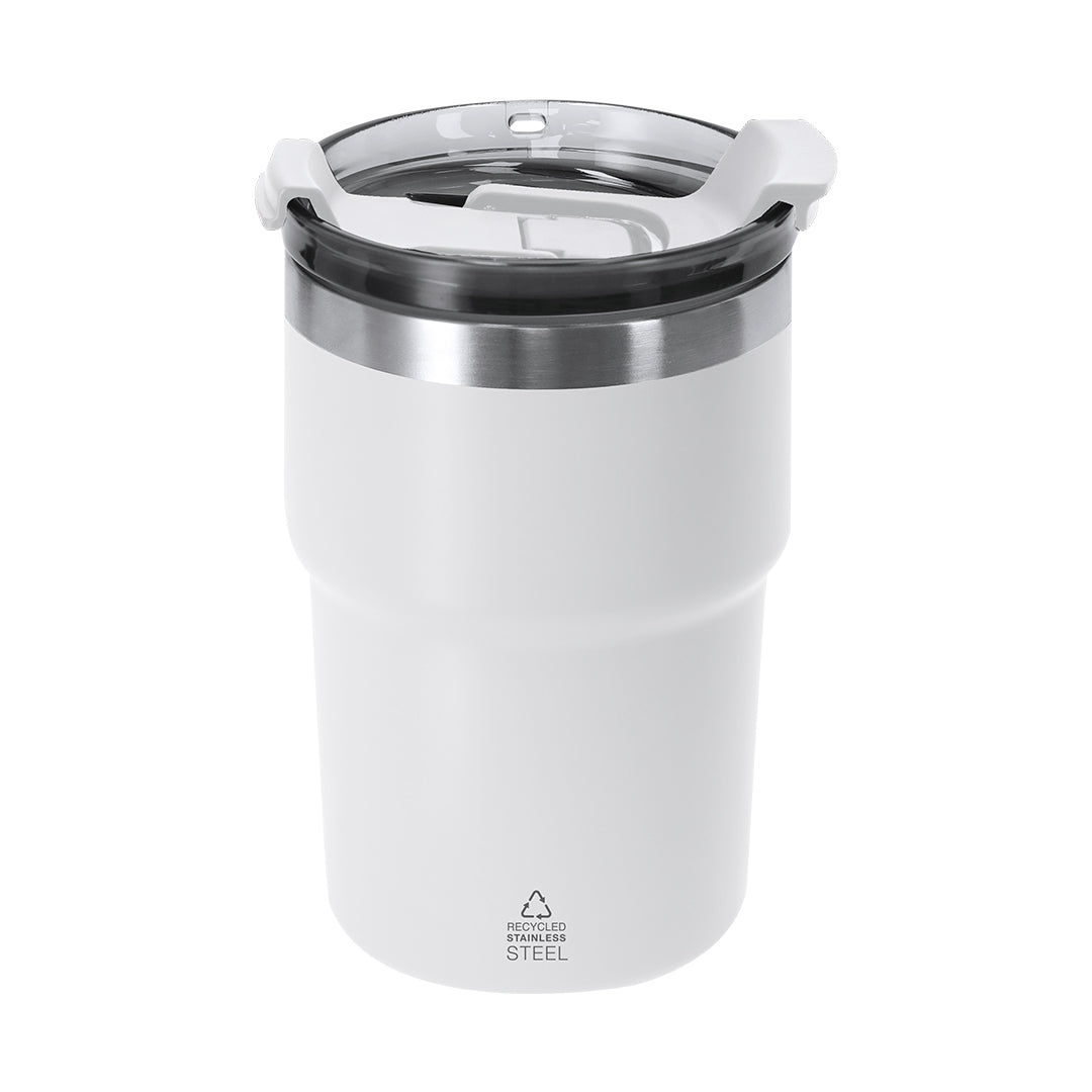 Vaso Laplux blanco de acero reciclado para regalos corporativos