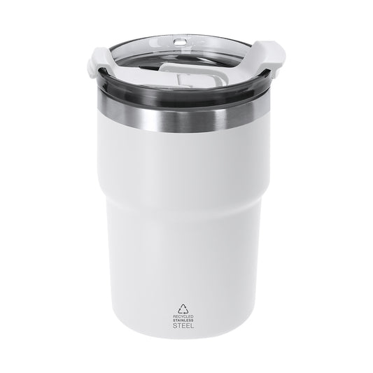 Vaso Laplux blanco de acero reciclado para regalos corporativos