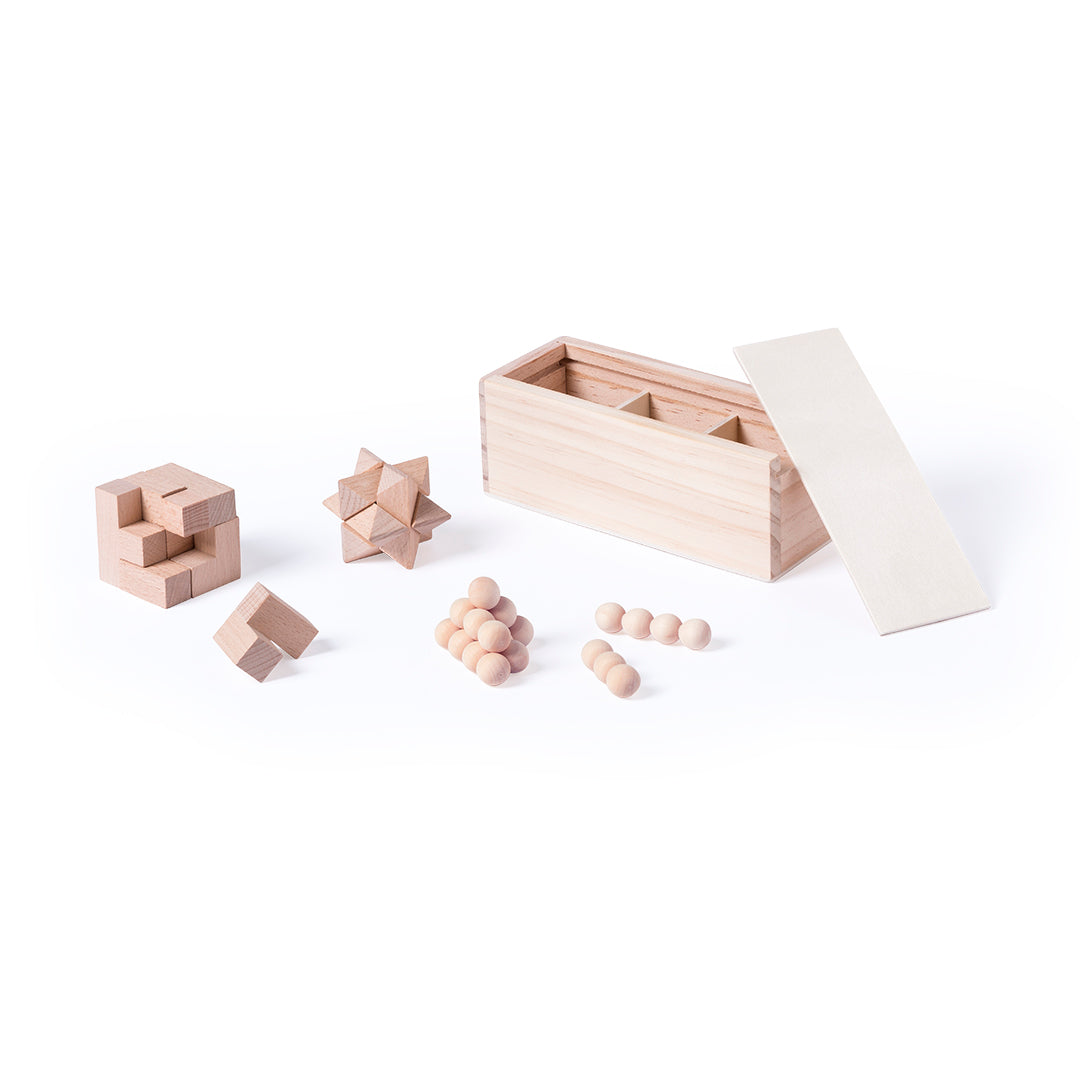 Set 3 Juegos Habilidad de Madera en Caja para Personalizar con Tapa Deslizante Genium