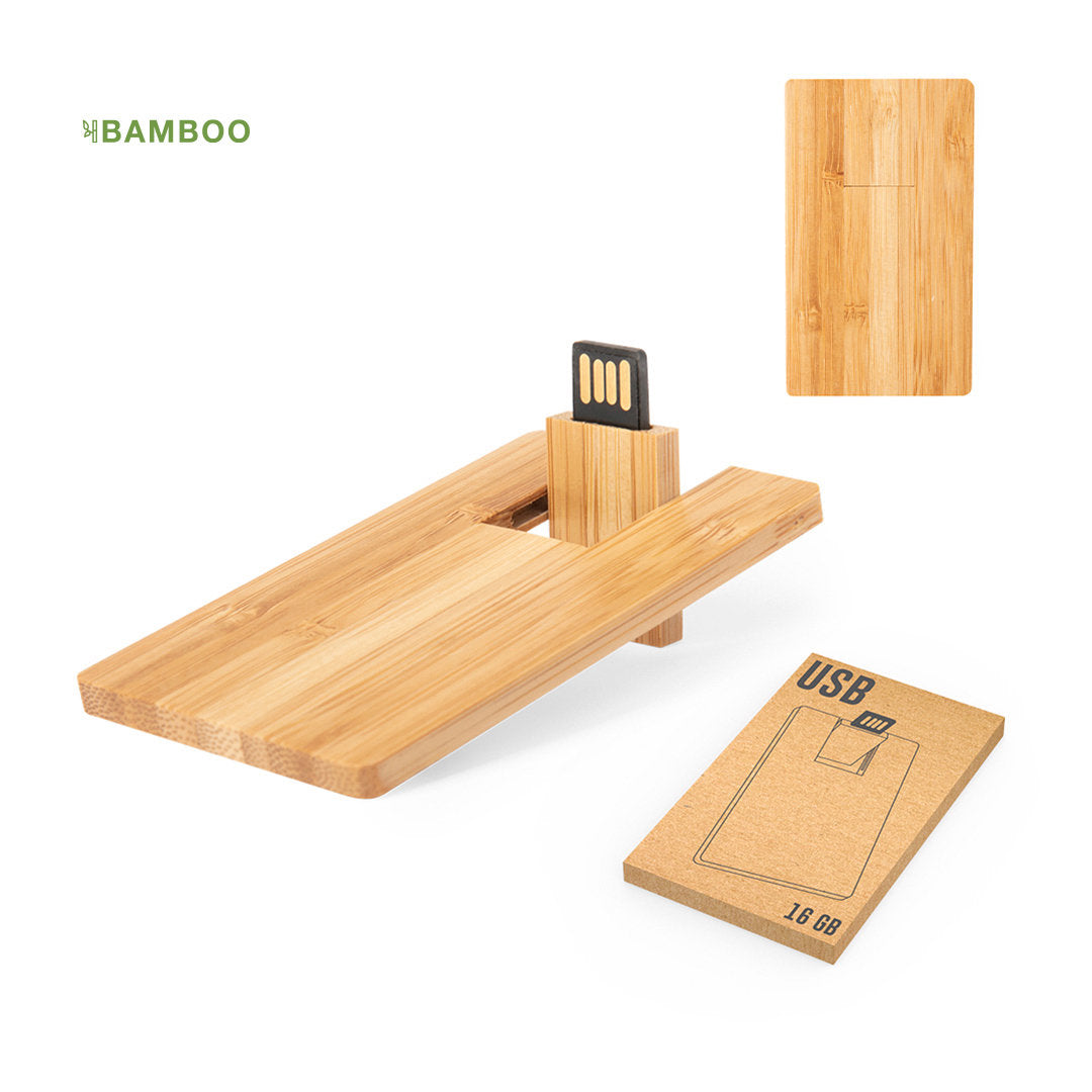 Memoria USB Ecológica de Bambú con Amplia Superficie para Personalizar Zilda 16Gb