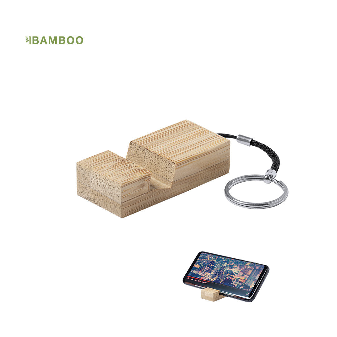 Llavero Soporte de Bambú para Personalizar para Móvil con Cordón y Anilla Maros