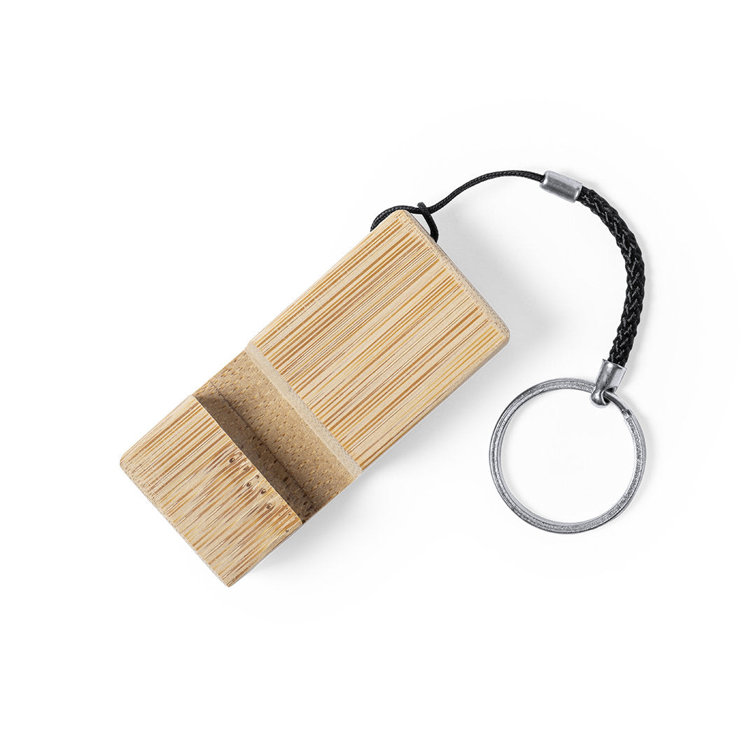 Llavero Soporte de Bambú para Personalizar para Móvil con Cordón y Anilla Maros