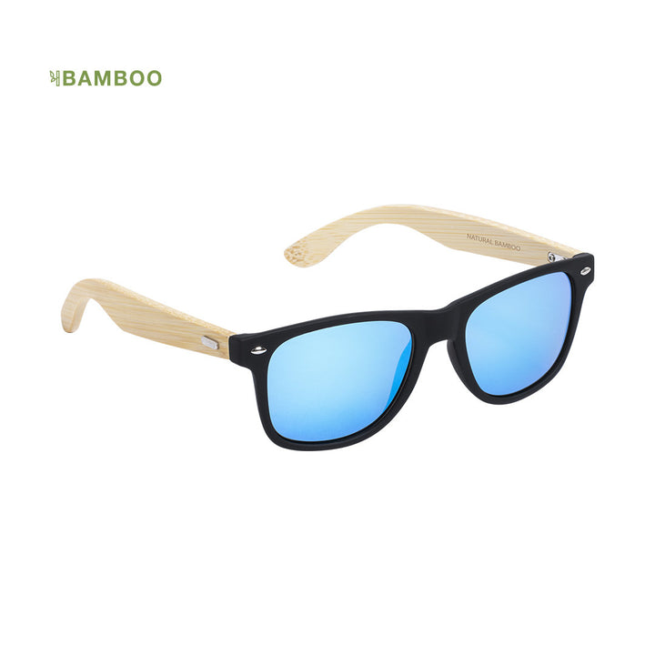Gafas de sol sostenibles con patillas de bambú personalizadas para campañas de verano y eventos al aire libre.