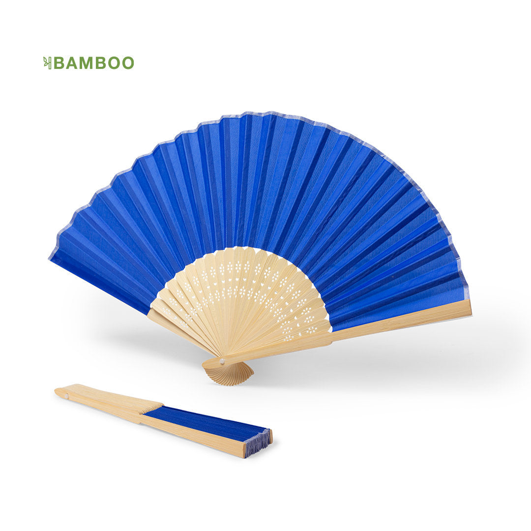 Abanico Sostenible con Varillas de Bambú y Tela Poliéster para Personalizar en Variados Colores Especial Eventos Kronix
