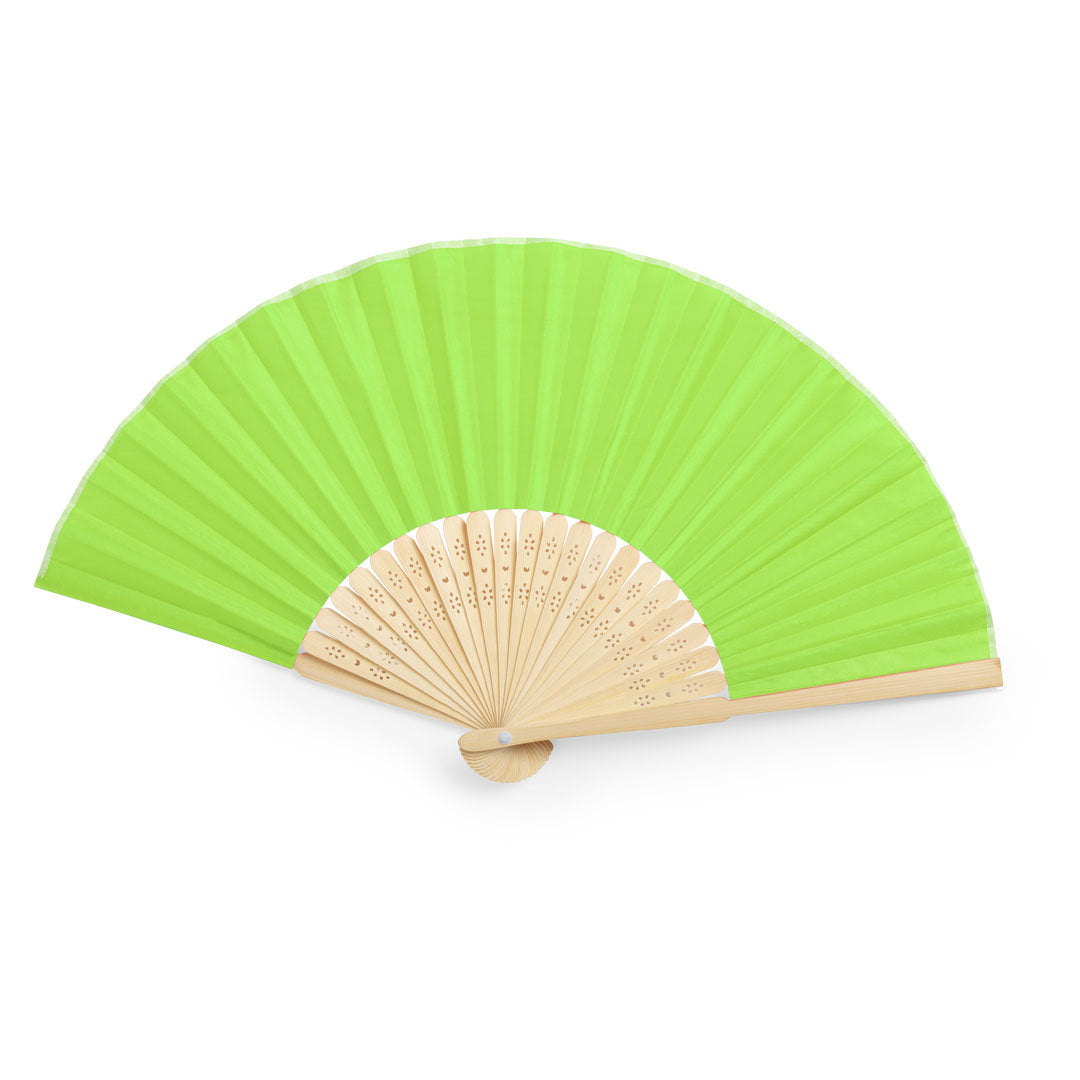 Abanico Sostenible con Varillas de Bambú y Tela Poliéster para Personalizar en Variados Colores Especial Eventos Kronix