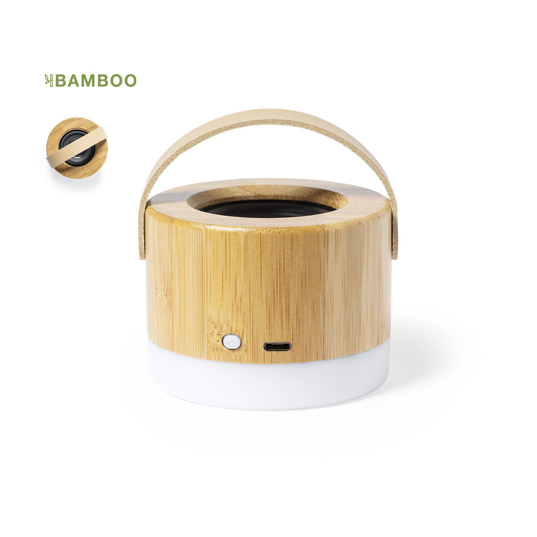 Altavoz Sostenible de Bambú para Personalizar con Asa de Transporte  Luz Led y Bluetooth Durbal 3W