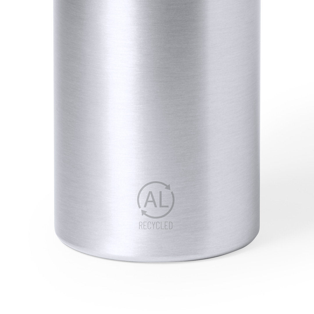 Bidón Deportivo de Aluminio Reciclado para Personalizar con Tapón de Seguridad Y Cinta de Transporte Especial Aire Libre Yaliz 650 ml