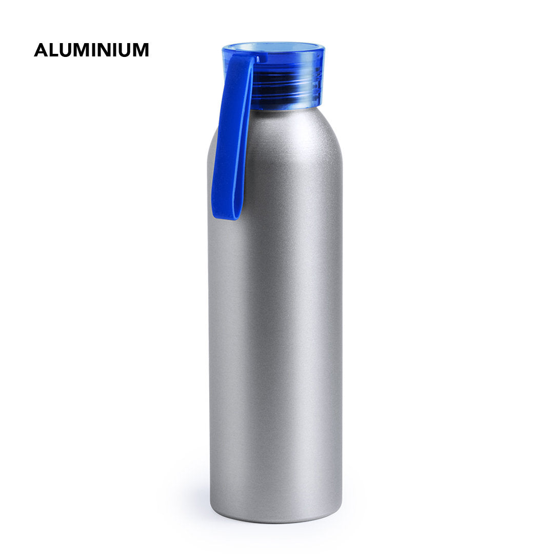Bidón Deportivo de Aluminio para Personalizar con Tapón de Seguridad Y Cinta de Transporte Especial Aire LibreTukel 650 ml