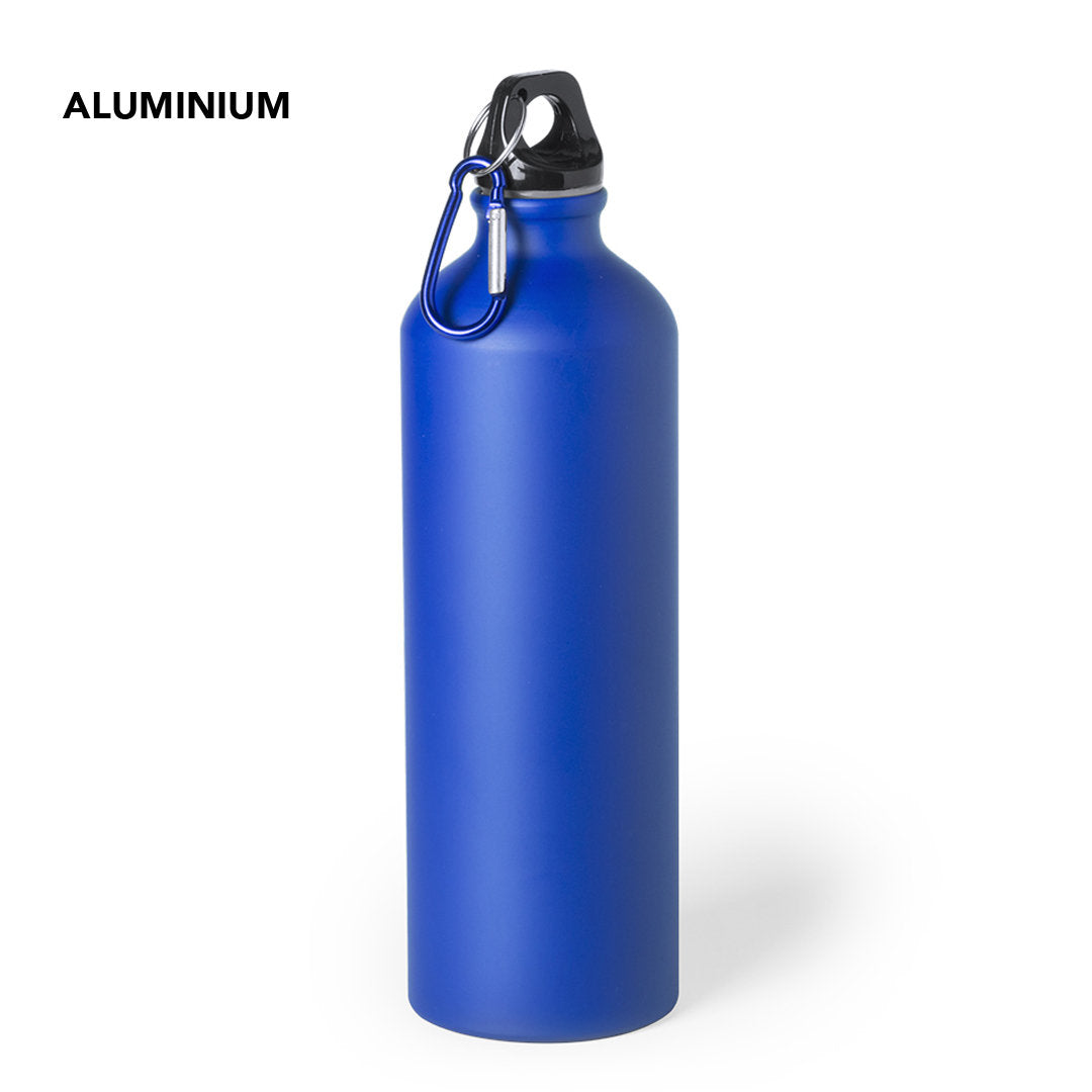 Bidón Deportivo de Aluminio para Publicidad con Tapón de Seguridad y Mosquetón Delby 800 ml