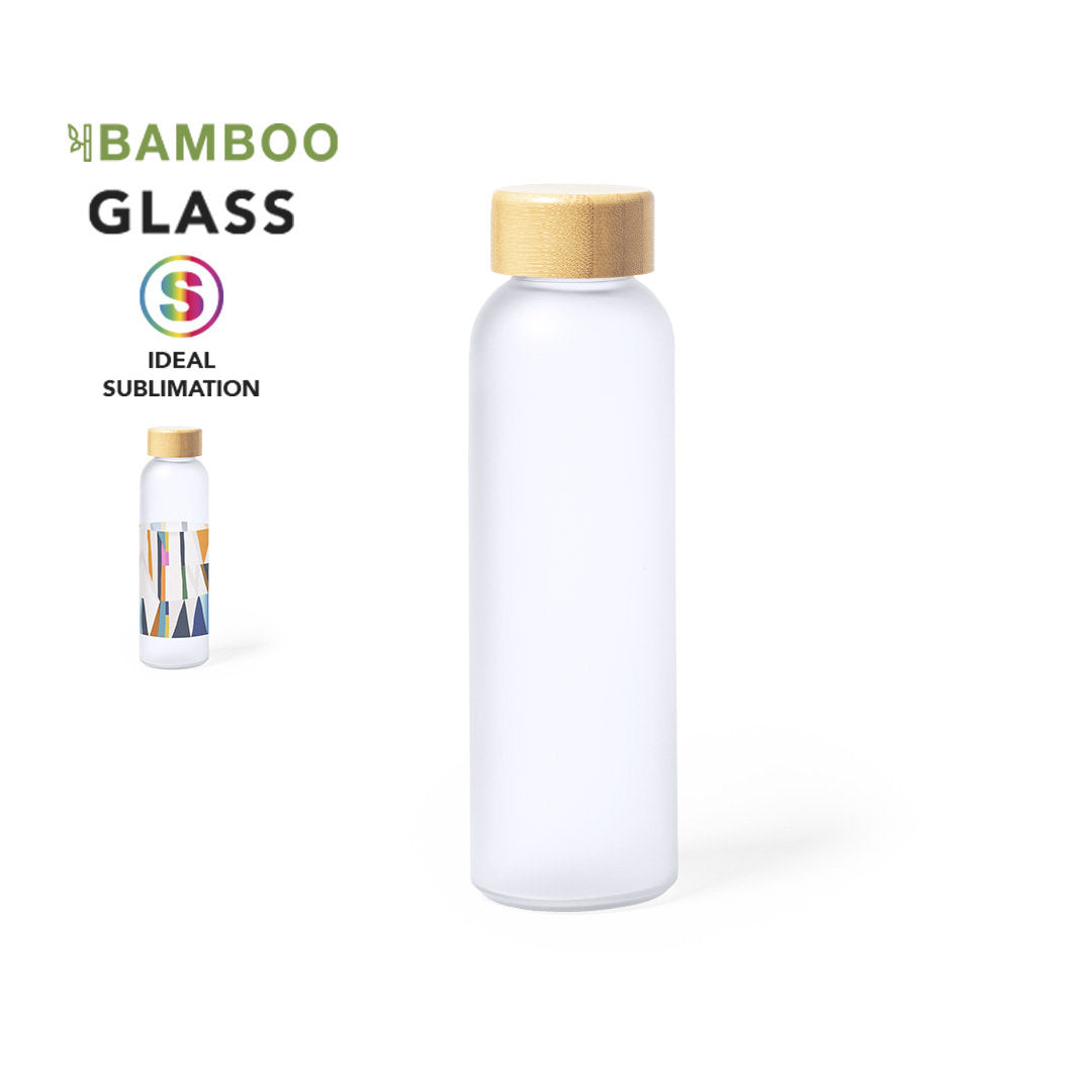 Bidón de Cristal y Bambú para Personalizar Especial Sublimación Kaory 500ml