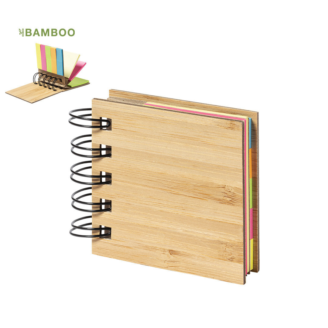 Bloc de Notas Adhesivas de Anillas con Tapas de Bambú para Personalizar Feros