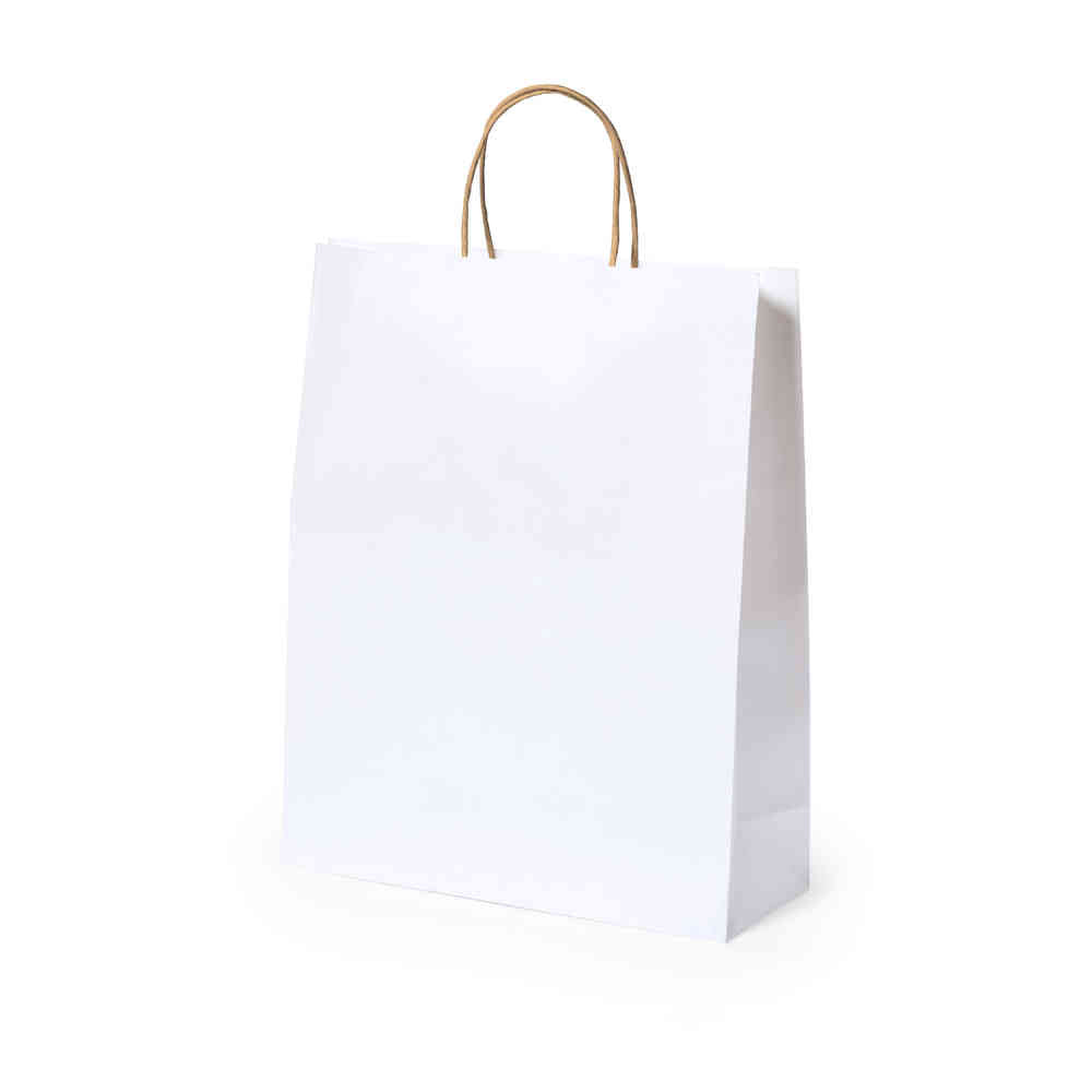 Bolsa Reutilizable de Papel Reciclado Blanco Personalizable con Asas Cortas y Fuelle  Taurel - 6 Kg