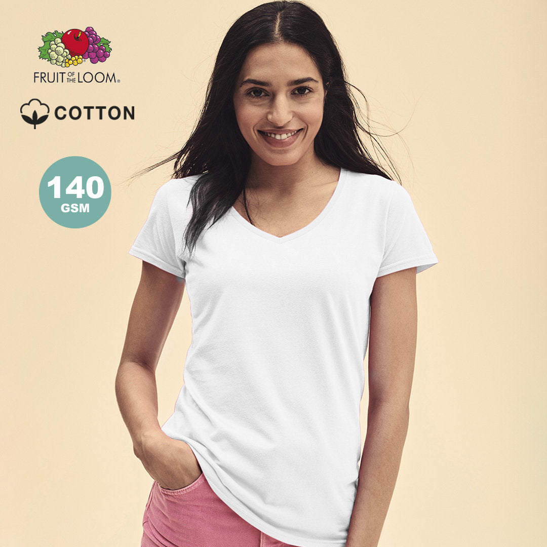 Camiseta para Mujer Sostenible 100% Algodón Blanco para Personalizar Cuello de Pico en V Iconic V-Neck Especial Eventos - 140 gr/m2