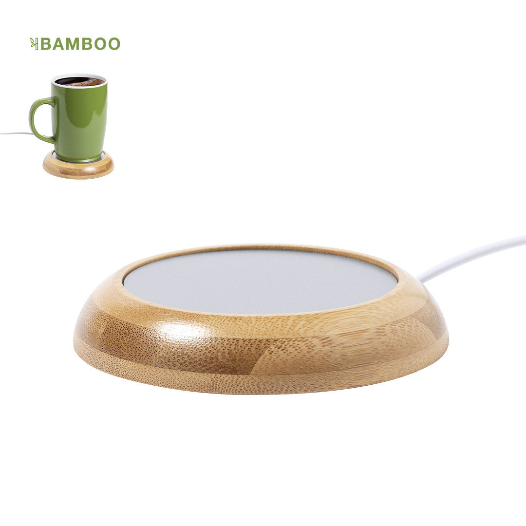 Calentador de Tazas de Bambú para Personalizar Conexión USB y Superficie Metal Ligrant