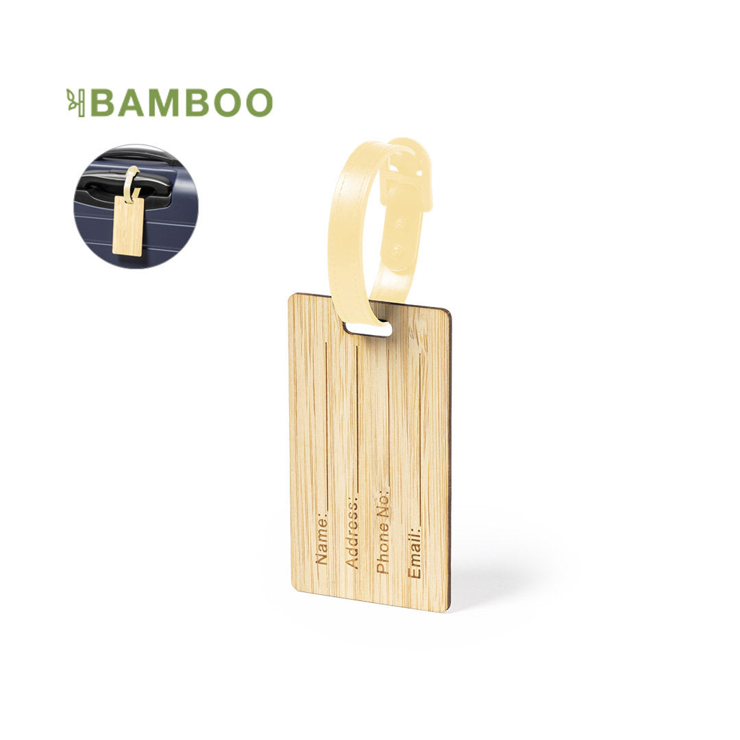 Identificador de Equipaje Sostenible de Bambú Personalizable con Cierre de Hebilla Especial Agencias Viaje y Eventos Elwes