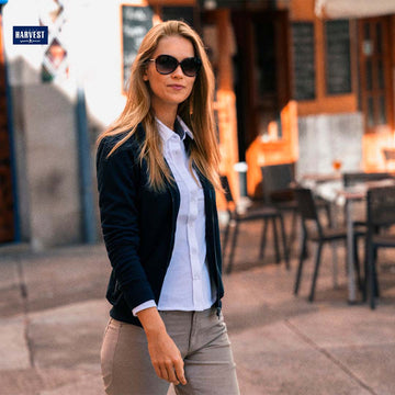 Jersey Cárdigan Ecológico con Cremallera Entera de Algodón Orgánico y Poliéster Reciclado Para Personalizar Melville Heights Woman - Harvest