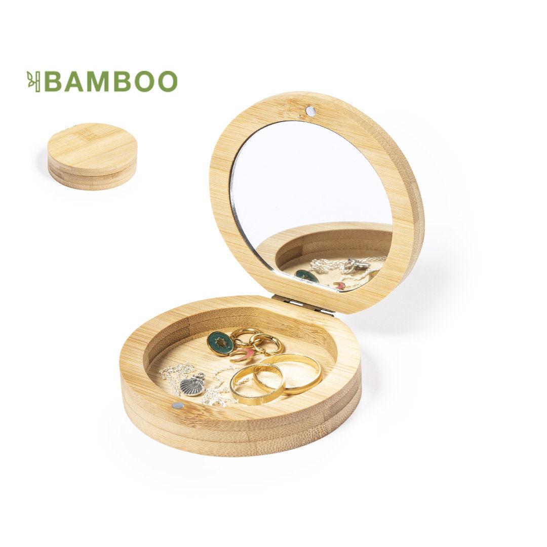 Joyero Sostenible de Bambú con Espejo para Personalizar con Cierre Magnético Gonzalex