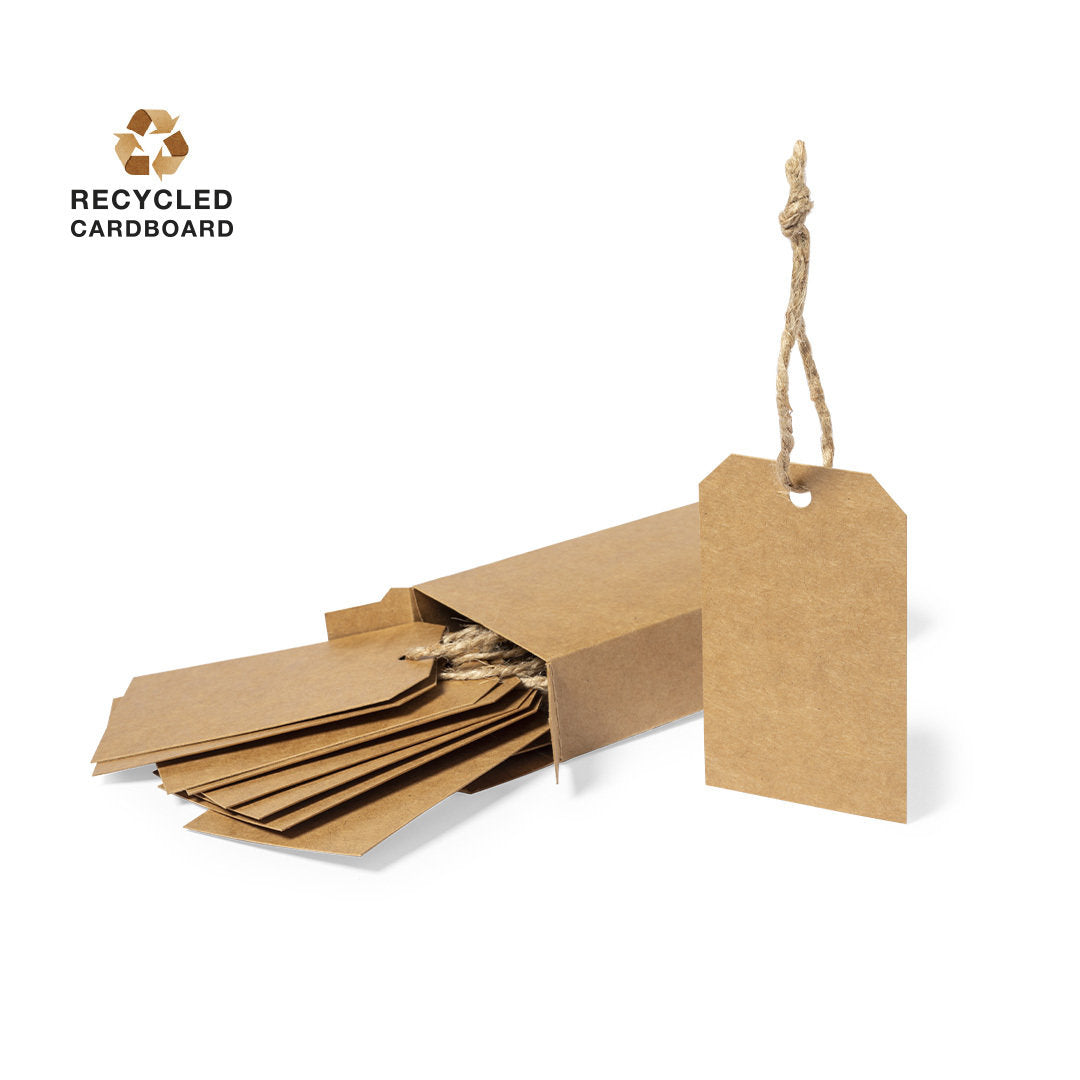 Juego de Etiquetas Tarjetas Hangtags de  Presentación Ecológica de Cartón Reciclado para Personalizar y acabado Kraft con Cuerda Qualix