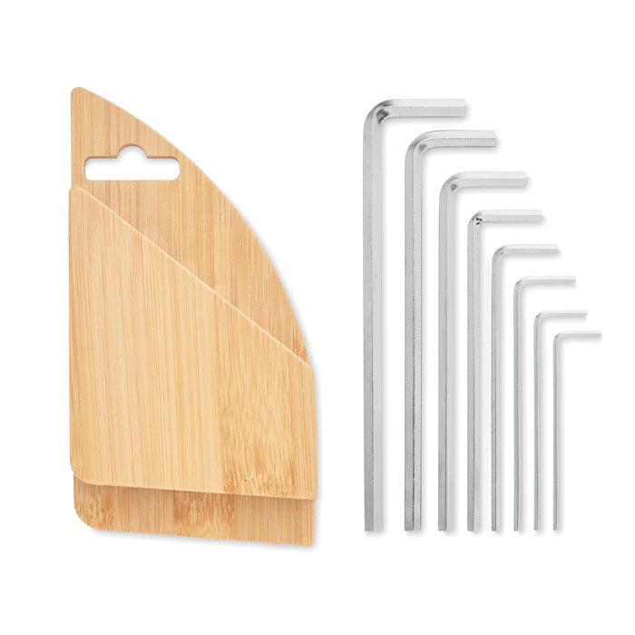 Set de Llaves Allen Hezagonales en Soporte de Bambú para Personalizar con 8 Piezas Karuvi
