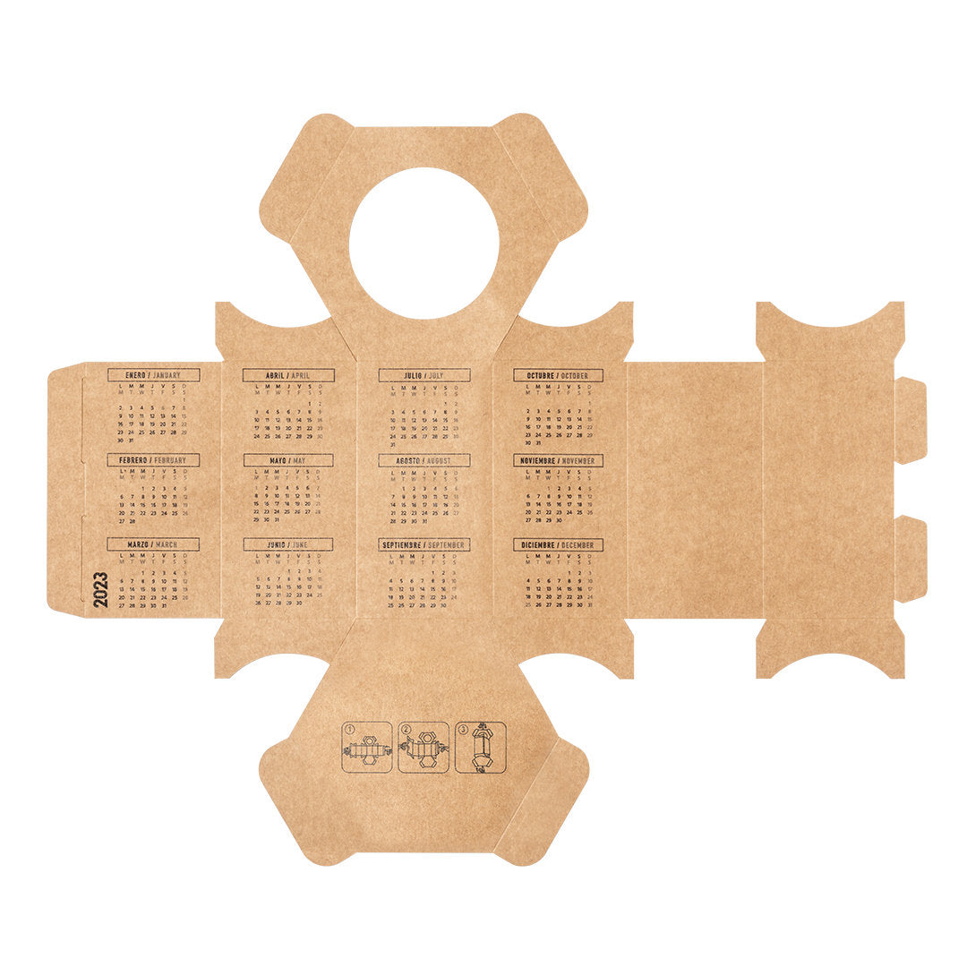 Lapicero Calendario Sobremesa Ecológico de Cartón Reciclado para Personalizar Fion