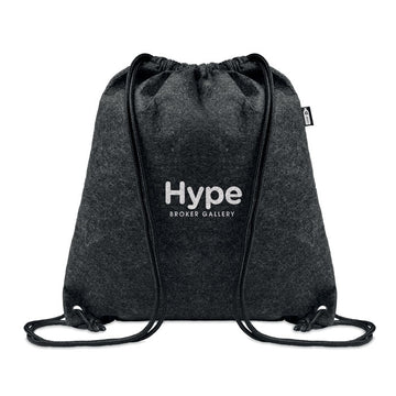 Mochila Ecológica de Cuerdas de Fieltro rPET Reciclado para Personalizar con Autocierre y Distintivo ECO Especial Eventos Indco