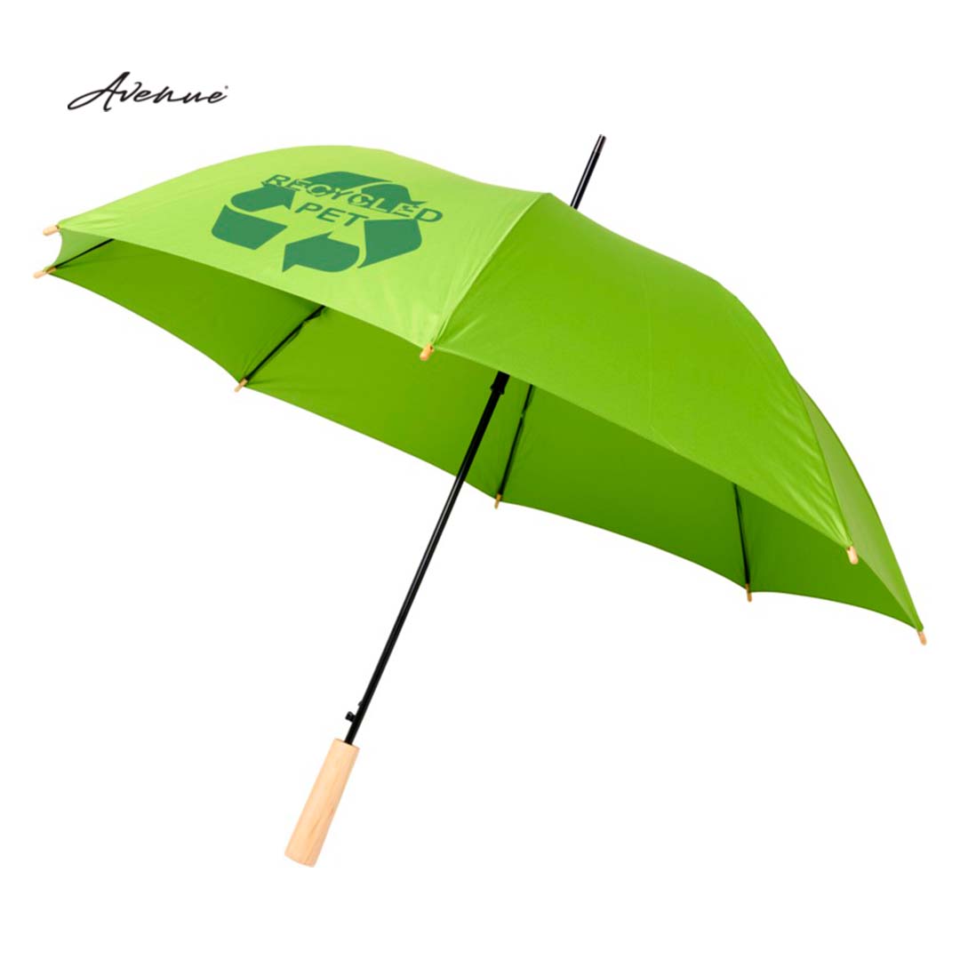 Paraguas Ecológico Automático de Material Reciclado para Personalizar con Mango y Puntas de Madera de 23” 