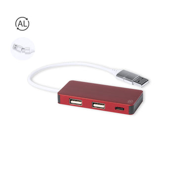 Puerto USB de Aluminio Reciclado con Acreditativo para Personalizar con Conexión Tipo C y 2 Puertos USB Kalat